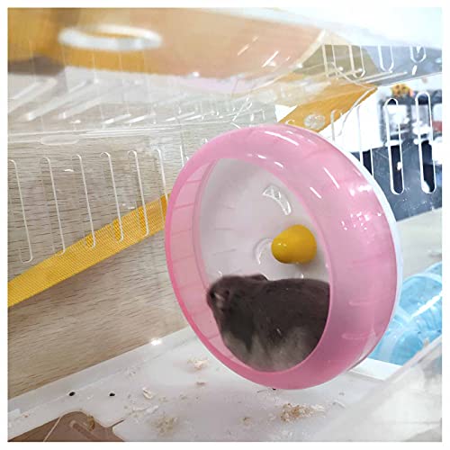 WishLotus Hamster Running Wheel, Silent Jogging Exercise Toy Hamsters Cage Accessory for Drawf Hamster Golden Silk Shih Tzu Bear (Pink) - color: pink,12cm