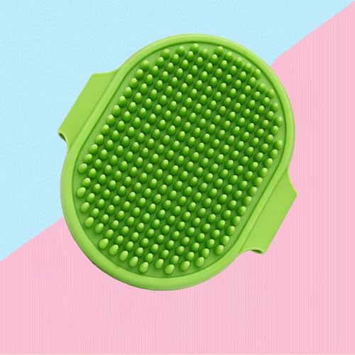 Pet Bath Brush with Massage Bristles,Grooming Tool for Gentle Cleaning and Shedding Removal on Cats and Dogs,Comfortable Handheld Design for Bath Time(Green)