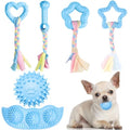 ABRRLO 6 Pack Puppy Teething Toys Cute Blue Puppy Chew Toys for Teething Small Breed Dog Chew Toy Interactive Pet Toy Set for Puppies to Keep Them Busy Soft Durable Small Breed Doggy Chewing Ball - color: Blue