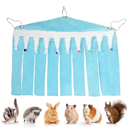 Guinea Pig Corner Hideout, Triangular Small Animal Hideaway Hammock, Soft Cage Bed Accessories for Ferret, Hamster, Hedgehog, Chinchilla, Bunny (Blue) - color: Blue