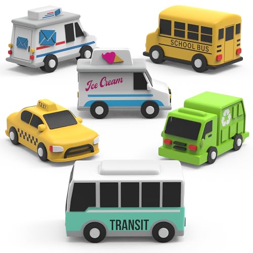 Tub Works® Vehicles™ Bath Cars Mold Free Bath Toys, 6 Pack | Sealed, No Hole Bath Toys Design Keeps Moisture Out | Soft, Squeezable & Float on Water | Fun Baby & Toddler Bath Toys | City Car Bath Toys - style: City Cars - 6pk