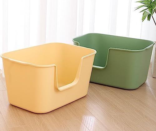 Extra Large Litter Box with High Sides 24.60" Lx16.92 Wx12.99 H,Anti-Splashing Kitty Litter Box,Tool-Free Assembly,Multi cat Litter Box,Jumbo Litter Box (Green) - color: Green