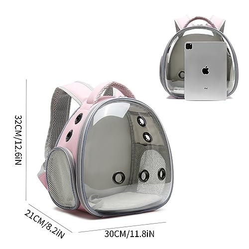 Portable Travel pet Backpack Carrier Hamster Bag Guinea Pig Bird Small Dog cat Turtle Carrier Rabbit Cage Squirrel Bearded Dragon Breathable Hangbag (Pink) - color: pink