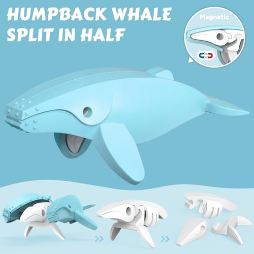 Magnetic Ocean Animals Building Toys,STEM Toddler Learning Toys 3D Puzzle Sea Animals for Boys Girls, Educational Magnetic Travel Montessori Toy Turtle Whale Shark,Unique Birthday Gift for Kids 3 4 5 - style: Ocean Animals