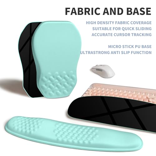 2-in-1 Ergonomic Set, Wave Keyboard Wrist Rest and Massage Slope Mouse Pad Wrist Support, Rebound Memory Foam for Relieve Carpal Tunnel Syndrome and Wrist Pain (Light Blue) - color: Light Blue