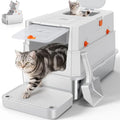 FURTIME Stainless Steel Litter Box with Lid, Enclosed Metal Cat Litter Box | XL Extra Large, Cat Box with High Sided Enclosure & Scoop, Big Cats, Front & Top Entry, Odor Free, Anti-Leakage, Silver - color: Silver, size: X-large