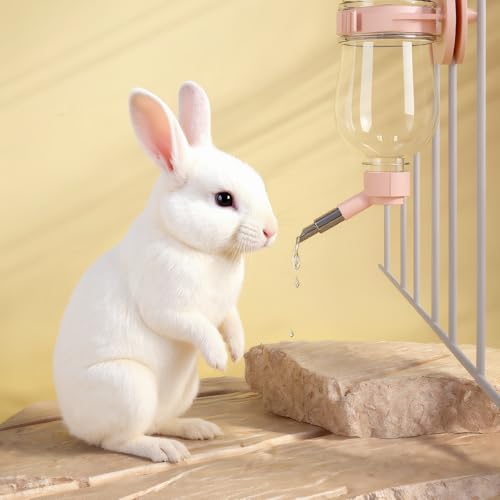 Pink 17oz/500ml No Drip Guinea Pig & Rabbit Water Bottle | Ideal chinchilla water bottle no drip. 500ml leak-proof pink dispenser keeps your small pet's cage clean and dry