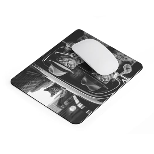 Mousepad Funny Cat Gangster Mafia Style Vintage Car Scene Hilarious Animal Humor Design Unique Mobster Aesthetic Desk Accessory Cool Retro Noir Computer Mouse pad Novelty Gaming Mouse Mat Office - color: Gangster Mafia