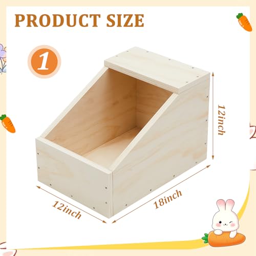 1 Pack Wood Rabbit Nesting Box, 18x12x12 Inch Wooden Hutch Hideout for Breeding, Natural Burrow Den Alternative for Rabbits & Small Animals - size: 18x12x12 Inch