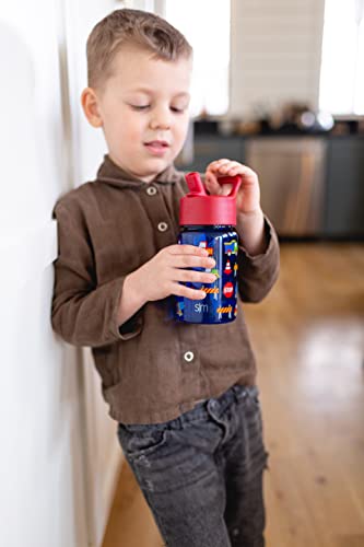 Simple Modern Kids Tritan Plastic Summit Water Bottle | 12 oz BPA-Free Cup with Covered Leak Proof Straw Lid for Boys, Girls, Toddlers | Under Construction - color: -Under Construction, style: Covered Lid | 12oz