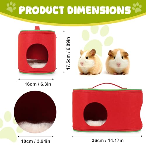 Christmas Guinea Pig Hideout, Large Cozy Bed, Warm Small Animal Cage House for Chinchilla, Hamster, Ferrets, Hedgehog, Rats and Other Small Pets - color: RED+GRN