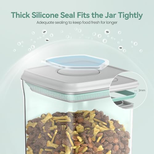 Dog-Cat POP Treat-Airtight jar-Container - 2.2 Qt/2 L | Stackable One-Touch Opening | For Snacks Candy Salt Herbs Spices | BPA-Free - color: AS 2.2Qt
