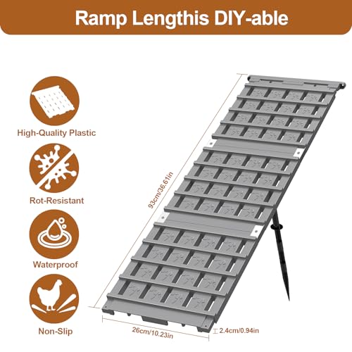 NIUXX Chicken Coop Ramp: Length Adjustable Waterproof & Non-Slip Ladder | Easy to Clean - Suitable for Poultry with Limited Mobility or Flightless Chickens