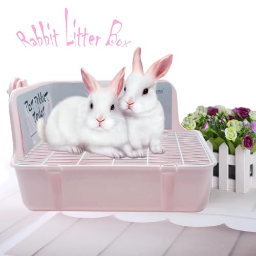 kathson Guinea Pig Litter Box,Bunny Potty Training,Plastic Square Small Animal Toilet,for Hamster Chinchilla Ferret Hedgehog Gerbil (Pink)
