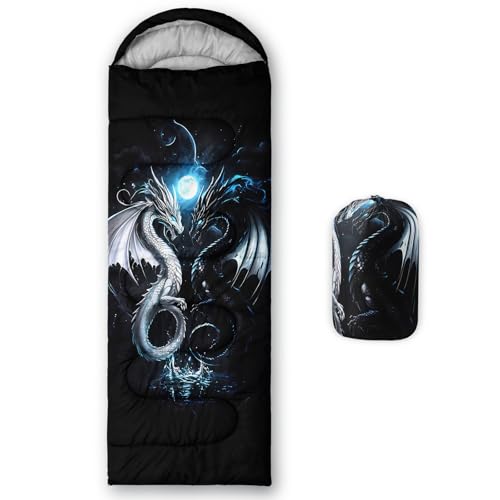 Camping Sleeping Bags Warm & Cool Weather Waterproof Backpacking Sleeping Bag All Seasons Camping, for Adult Kids Boy Girls Camping Gear Equipment, Traveling - color: A-Dragon2