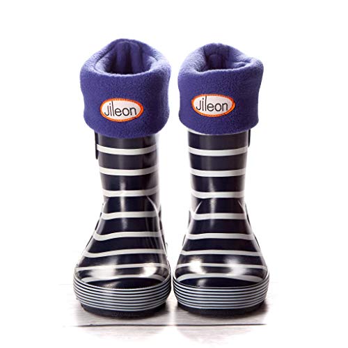 Jileon Warm and Cozy Rain Boot Liners for Boys and Girls - Pink and Blue Options - color: Blue, size: Medium