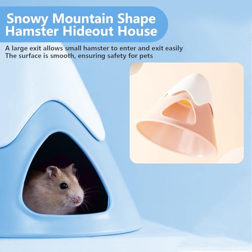 Hamster Hideout, Snowy Mountain Shape Hamster Hide House,Cute Small Animal Habitat Hideaway Hut for Syrian Hamsters, Mice, Gerbils, Rats (Blue) - color: Blue
