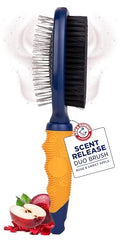Arm & Hammer Deodorizing Pin & Bristle Dog Brush, Apple & Rose Scent | Fragrance transfer technology, baking soda infused, detangling and deshedding, for long-haired dogs daily - size: 1-Pack, style: Pin/Bristle Duo Brush - Sweet Apple & Rose