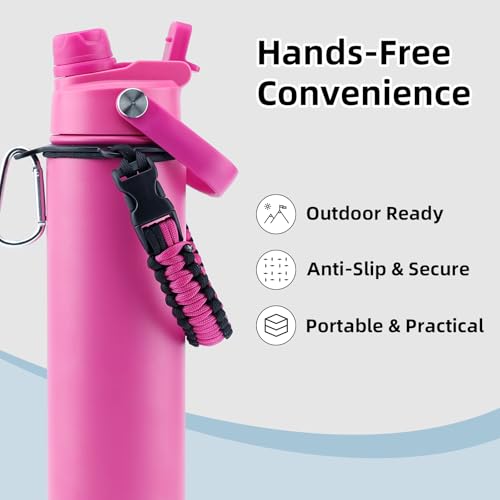 26oz Insulated Water Bottle with 2-in-1 Straw & Spout Lid,Black | 18/8 Stainless Steel Vacuum Flask, Keeps Cold 24H. Leakproof Sports Tumbler with Braided Carry Strap for Gym & Travel - color: Black, size: 26 Ounces