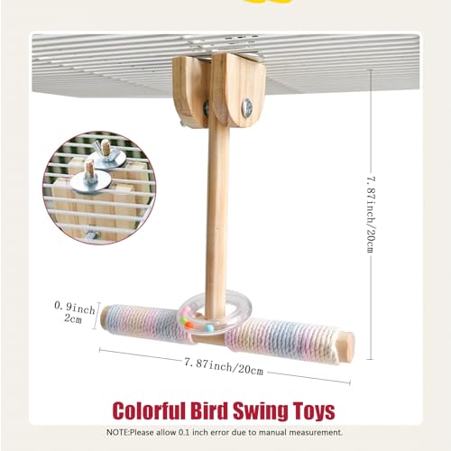 Bird Swing for Cage,Rust Sound Interactive Hanging Bird Toy Perch,Wooden Exercise Cockatiel Toys,Bird Cage Accessories Perch,Parrot Perch Stand for Conure,Budgie,Cockatiel,Lovebird,Canary,Finch - color: Perch
