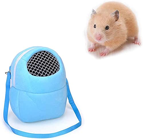 Litewoo Sugar Glider Carrier Travel Bag, Breathable Portable Pouch (Blue) | 8.7x10.6in, adjustable shoulder strap, cross-body carry, warm plush, breathable mesh top, for small animal/hamster/guinea pig - color: blue