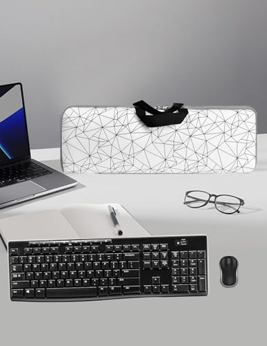 Keyboard Sleeve Travel Case for Logitech Mk270 Keyboards | Rugged Neoprene Construction Zipper Mouse Storage and Cable Storage Pouch(White) - color: Whtie