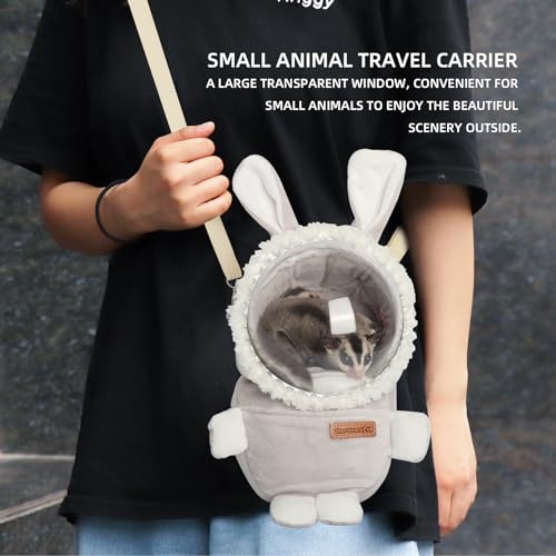 Hamster Carrier Rat Bag Cute Rabbit Shape Small Animal Sugar Glider Travel Pouch Gerbil Hedgehog Portable Travel Carrier Outdoor Hangbag Grey Squirrel Rat Carrier (Grey) - color: Grey