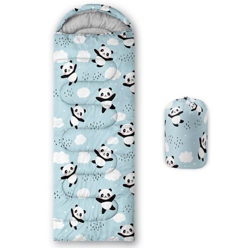 Galaxy Wolf Camping Sleeping Bags Warm & Cool Weather Waterproof Backpacking Blue Purple Starry Sky Sleeping Bag All Seasons Camping, for Adult Kids Boy Girls Camping Gear Equipment, Traveling - color: H-Panda1
