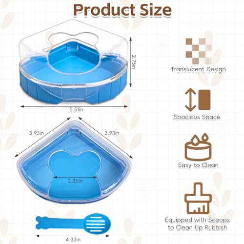 PINVNBY Hamster Bathroom Gerbil Plastic Sand Dry Bath Container Small Animal Sauna Toilet Sandbox with Scoop for Hamster Gerbil Rat Mice and Small Animal