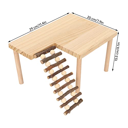 Pssopp Hamster Climbing Ladder, Premium Adjustable Wooden Activity Playground Platform for Hamster Cage Small Pet Natural Wood 29 x 20 x 15.5 cm 1 Set