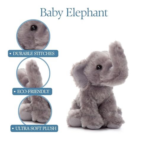 The Petting Zoo Elephant Stuffed Animal Plushie, Gifts for Kids, Wild Onez Babiez Wildlife Animals, Elephant Plush Toy 6 Inches - color: Elephant
