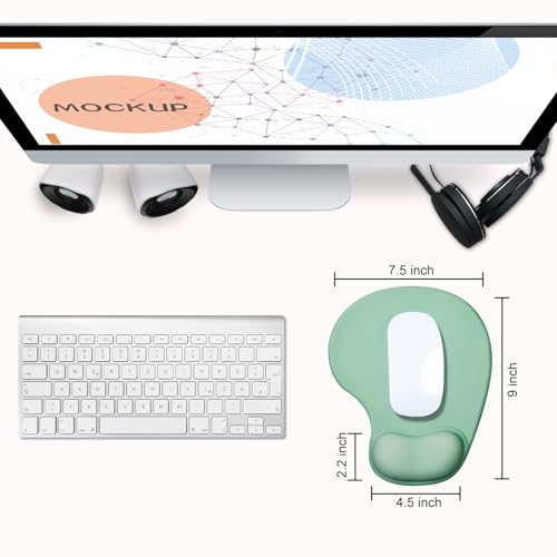 JIKIOU Ergonomic Mouse Pad with Gel Wrist Rest 2 Pack, Portable Small Green | Upgraded-Prevent Gel Leakage, Ergonomic Design for Pain Relief, Cooling Gel filled, Smooth Lycra Surface, Non-Slip PU Base - color: 11Green