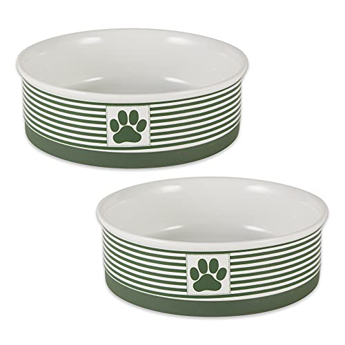 Bone Dry Paw & Patch Ceramic Pet Collection, Large Set, 7.5x2.4, Hunter Green, 2 Piece,5742 - color: Hunter Green, size: Large Bowl Set, 7.5x2.4"