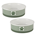 Bone Dry Paw & Patch Ceramic Pet Collection, Large Set, 7.5x2.4, Hunter Green, 2 Piece,5742 - color: Hunter Green, size: Large Bowl Set, 7.5x2.4"