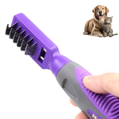 Hertzko Dematting Comb for Dogs Grooming Tool for Long and Short Haired Pets - Matted Cat Fur Remover for Small Dogs, Cats, and Rabbits - Tangle and Knot Remover Brush - size: 6 Teeth