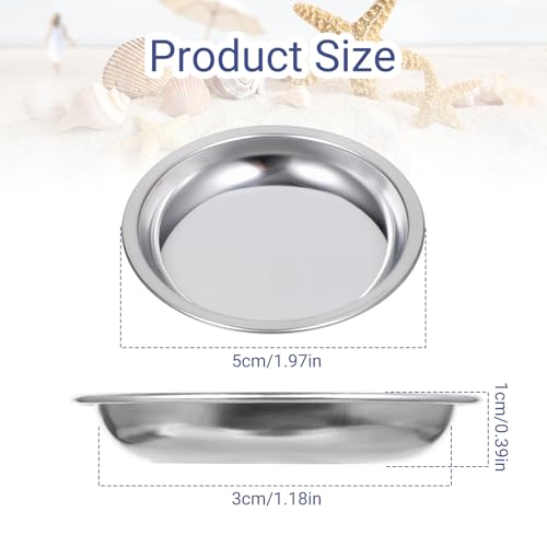 4 Pack Hermit Crab Food and Water Bowl, Small Stainless Steel Reptile Feeding Dish Bowl Mini Feeding Dishes for Hermit Crab Lizard Gecko Bearded Dragon Chameleon (2" W x 2" D x 0.4" H)