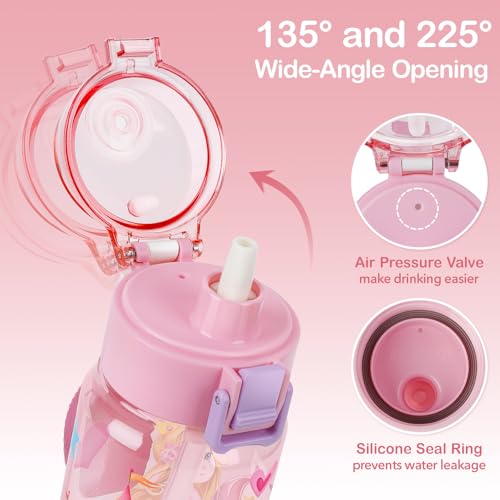 Tritan Kids Water Bottle for School, 18.6 Oz Leakproof Toddler Water Bottle | with a Pop-up Detachbale Straw, 2-in-1, Dishwasher Safe, 1-Pack, Princess - color: Princess