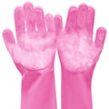 Silicone Pet Grooming Gloves Dog Washing Gloves for Bathing Massaging | 3,000 Soft Bristles, Non-slip & Extended Sleeves, Heat Resistant & Dishwasher Safe, For Cats and Dogs, Home/Car Cleaning - color: Pink