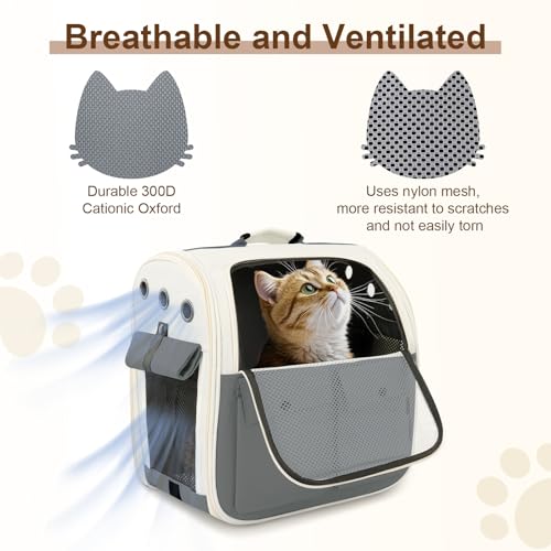 Airline Approved Cat Carrier Backpack - Ventilated Breathable Mesh for Small Dogs & Cats (15lbs), Soft Sided Dog Backpack for Hiking, Camping, Travel & Vet Visits with Padded Straps (Grey) - color: Grey