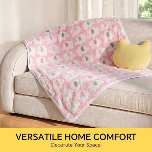 1 Pack 3 Blankets Super Soft Fluffy Premium Cute Elephant Pattern Pet Blanket Flannel Throw for Dog Puppy Cat Blue/Pink/Yellow Large(41x31 inch) - color: Blue/Pink/Yellow, size: 41x31 inch (Pack of 3)