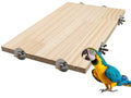21.7 × 13.8 Inches Large Bird Perch Stand Platform, Natural Wooden Small Animals Cage Accessories, Rectangle Stand Perch Shelf for Parrot Parakeet Cockatiel Rat Hamster Guinea Pig Conure Chinchillas - size: 21.7 × 13.8 Inches Natural