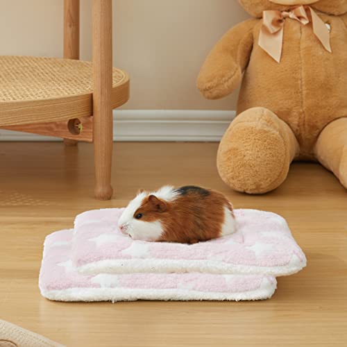 Amakunft 2 Pcs Guinea Pig Bed Mat Washable, Rabbit Winter Bed Pad for Indoor, Warm Small Animal Bed Mattres, Fleece Sleeping Pad for Bunny, Rat, Hedgehog, Sugar Glider, Chinchilla - size: Medium