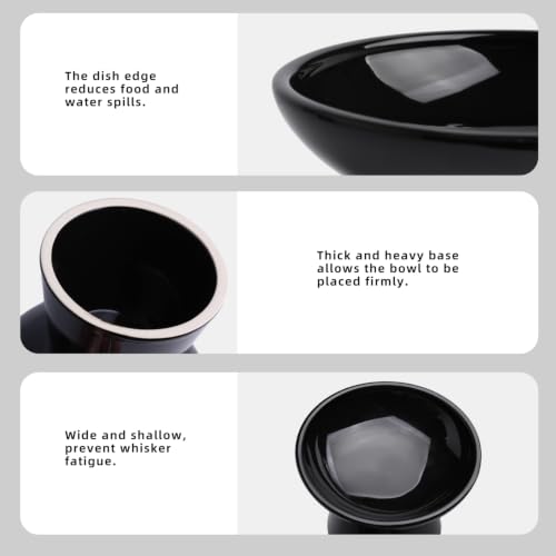 Ceramic Elevated Cat Bowls - 6.2 Inch Extra Wide Raised Cat Food and Water Bowl Set for Indoor Cats, Whisker-Friendly Ceramic Cat Dish for Elder Big Cats & Small Dogs,Black,1 Pack - color: Black, size: 1 Pack