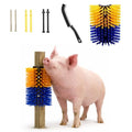 Toys for Pigs - Piglets Accessories for Stress and Boredom Relief, Self-Grooming Scratch Brush for Farm Pigs, Goats & Sheep, Stiff Bristles, Post, Fence or Wall Mounted