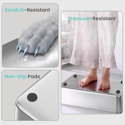 Stainless Steel Cat Litter Box, 17.7"x13.8"x6", Large | Non-Sticky, Smooth Metal Litter Box for Indoor Cats, Leak-Proof, Easy to Clean, Non-Slip, High Sided, Easy Entry - size: 17.7”x13.8”x6”