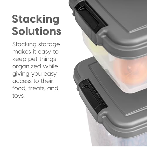 IRIS USA Dog Food Storage Container, Up to 30+11 lbs, Dark Gray | Made in the USA, Includes 2-Cup Scoop & Wheels, Airtight Seal, BPA-Free, Bird Seed, Cat food, Cat Litter, Treats, Toys - color: Dark Gray