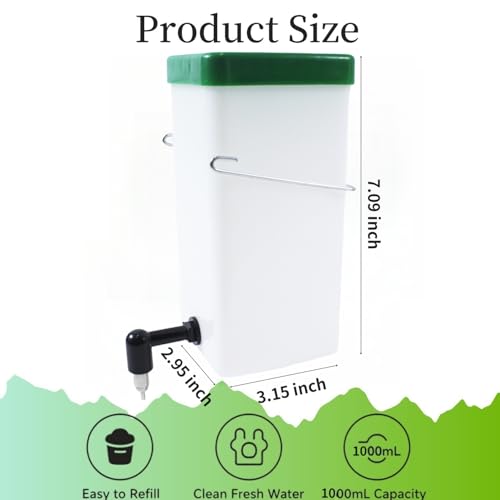 No-Drip Rabbit Water Bottle for Cage, 32oz Small Animal Water Dispenser Water Bottle for Small Pet/Bunny/Ferret/Hamster/Guinea Pig/Rabbit/Chinchilla/Mouse/Rat/Gerbil (Clear, 32 Ounce) - size: 32 Ounce