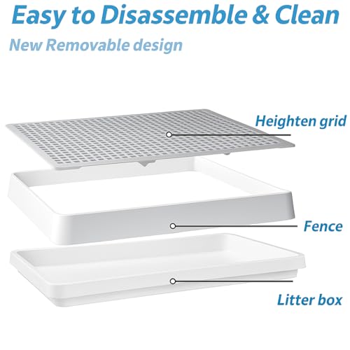 PODOO Rabbit Litter Box – Training Potty Tray for Guinea Pig & Small Pets · Spacious Grid Pan with Low Entrance, Easy-Clean & Odor-Resistant—Helps Keep a Clean Cage and Reduce Mess - size: Medium+cleaning tools