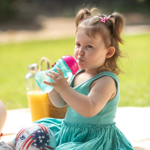 Nuby 3 Piece No-Spill Easy Grip Cup with Flex Straw, Clik It Lock Feature, Girl, 10 Ounce - color: Pink, Magenta, & Aqua