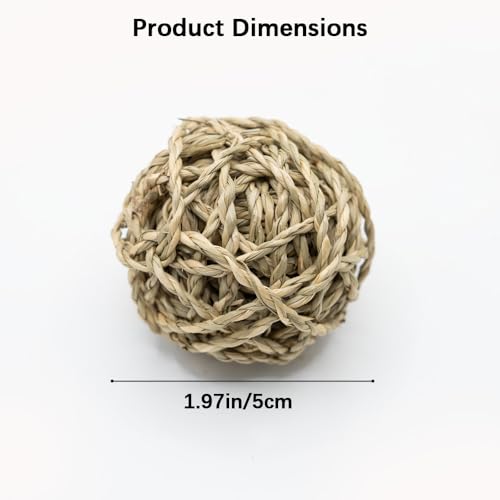 1pc Bunny Chew Grass Balls, Rolling Chew Toys for Small Animals, Natural Chew Grass Toys and Bunny Treats for Rabbits, Guinea Pigs, Hamsters, Mice Teeth Grinding(Random)